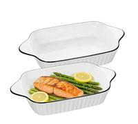 Lasagna Baking Dish, Ceramic Baking Dishes, 10.5in Rectangular Bakeware with Handles, Shepherds Pie Bakeware, Oven Safe & Microwave Safe (Rectangular - 2 Pack)