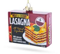 Lasagna Frozen Package Blown Glass Christmas Ornament
