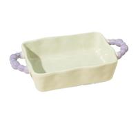 Lasagna Pans Ceramic Double-Handled Tableware Rectangular Baking Pan Baked Rice Bowl Microwave Oven Salad Serving for Baking Cake(Green)