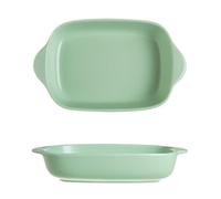 Lasagna Pans Colorful Ceramic Double-Handled Baking Pan Household Square Tableware Salad Baked Rice Bowl for Baking Cake(Green)