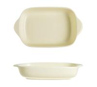 Lasagna Pans Colorful Ceramic Double-Handled Baking Pan Household Square Tableware Salad Baked Rice Bowl for Baking Cake(White)