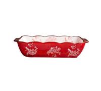 Lasagna Pans Red Cherry Blossom Home Ceramic Baking Pan Rectangular Double-Handled Tableware Baked Rice Dish for Baking Cake(Small)