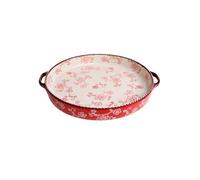 Lasagna Pans Round Pizza Pan Ceramic Double Ear Baking Oven With Special Household Cheese Baked Rice Tray for Baking Cake(Red)