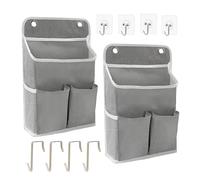 LASAMOLL 2-Pack Hanging Storage Organizer, Over The Door Hanging Bags/Wall Baskets Storage with Pockets for Home, RV, Office and More (2, Grey)