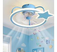 LASANYA Kids Star Modern Ceiling Fans with Lights and Remote, Bluetooth Smart Celing Light with Fan for Kids Room and Bedroom, Silent Dimmiable Ceiling Fans with Lamps, 6 Speeds-Blue