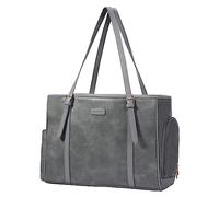 Lasaviin Fashion Dog purse Pet Carrier Leather Bag for Small Dogs Cats Puppy, Portable Tote Bag Airline Approved Soft-Sided Carriers (Grey)