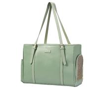 Lasaviin Fashion Dog Purse Pet Carrier Leather Bag for Small Dogs Cats Puppy, Portable Tote Bag Airline Approved Soft-Sided Carriers (Green)