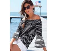 LASCANA Animal Printed Carmen Blouse Black / White