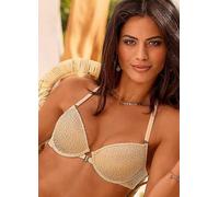 LASCANA Coral Mesh Lace Halter Neck Strap Underwired Push-Up Bra Coral