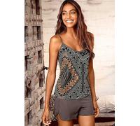 LASCANA Ethnic Print Cami & Plain Shorts Pyjamas Multi Print