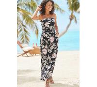 LASCANA Floral Print Bandeau Maxi Dress Black Floral