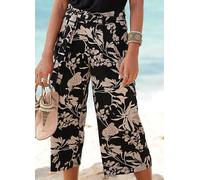 LASCANA Floral Print Culottes Black / Taupe