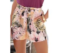 LASCANA Floral Print Tie-Belt Shorts Apricot Print