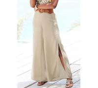 LASCANA High Slit Palazzo Trousers Sand