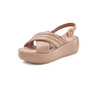 LASCANA Italian Platform Heel Leather Sandals Light Beige