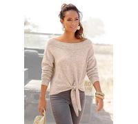 LASCANA Knot Detail Knit Jumper Beige Marl