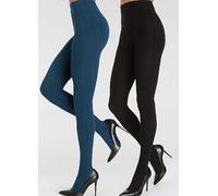 LASCANA Pack of 2 Cable Knit Tights 2 X Black