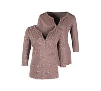 LASCANA Pack of 2 Cropped Sleeve Tops Taupe