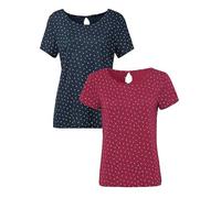 LASCANA Pack of 2 Leaf Print T-Shirts Berry Print / Navy Print