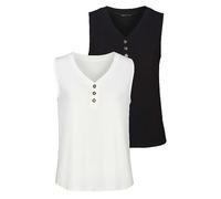 LASCANA Pack of 2 V-Neck Sleeveless Tops Black / Cream