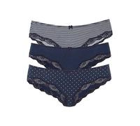 LASCANA Pack of 3 Lace Briefs Navy Spot