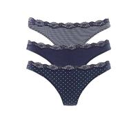 LASCANA Pack of 3 Thongs Navy Spot