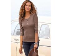 LASCANA Ribbed Long Sleeve Top Taupe