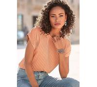 LASCANA Short Sleeve Structured Knit T-Shirt Apricot