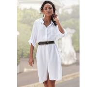 LASCANA Three-Quarter Sleeve Knee-Length Shirt Dress White
