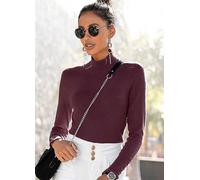 LASCANA Turtleneck Button Detail Sleeve Jumper Berry