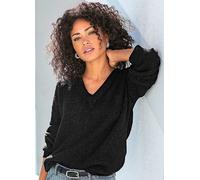 LASCANA V-Neck Bead Back Jumper Black