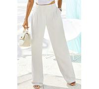 LASCANA Wide Leg Suit Trousers Cream