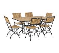 Garden Dining Set 6 Seater LASCARI Light Brown Acacia Wood Folding
