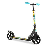 LaScoota Foldable Adult Scooter - Also Great as a Scooter for Kids Ages 8-12 & Teenagers 11-15 - Big 200mm Wheels - Kick Scooters With Shock Absorption - Great Gift - Up to 105kg (Graphic Retro)
