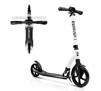 LaScoota Foldable Adult Scooter - Also Great as a Scooter for Kids Ages 8-12 & Teenagers 11-15 - Big 200mm Wheels - Kick Scooters With Shock Absorption - Great Gift - Up to 105kg (White)
