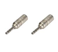 LASE Two Genuine NEUTRIK NA3MP - 3-Pin XLR Male to 1/4" TRS Stereo Plug Adapter