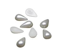 Lasenersm 100 Beige Tear-Drop ABS Resin Flatback Simulated Pearl Beads, 10 x 14mm, Half Round Pearls for Jewelry Making, DIY Crafts