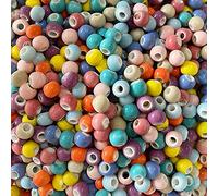 Lasenersm 150g (About 590 Pieces) Round Ceramic Loose Beads - Handmade Porcelain Spacer Beads for DIY Jewelry Making, Dia 6mm, Candy-Color Series