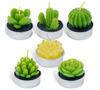 LASENTEUR Cactus Tealight Candles Handmade Delicate Succulent Cactus Candles for Party, Wedding, Home Decoration Gifts, Gift for Her - 6 Packs
