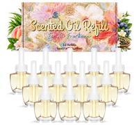 LASENTEUR Fresh Plug In Refills 12x19ml | Air freshener plug in refills, scented oil with Fresh Cut Grass, Peach, Blueberry, White Tea for home fragrance room scents