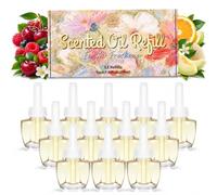 LASENTEUR Fruity Plug In Refills Compatible with Air Wick & Glade 12x19ml | Air freshener refills with Black Cherry, Tropical Berries, Citrus and Honeydew Melon for fruity spring summer room scents