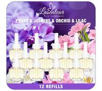LASENTEUR Plug In Air Freshener Refills 12 Pack, 19ml Scented Oil Refills Compatible with Air Wick & Glade, Long Lasting Floral Home Fragrance, Peony Jasmine Orchid Lilac