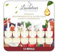 LASENTEUR Plug In Air Freshener Refills 12 Pack - Compatible with Air Wick and Glade - for Living Room Bedroom and Study - 4 Scents Fig Pomegranate Coconut Vanilla Winter Cedar