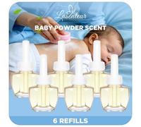 LASENTEUR Plug In Air Freshener Refills 6 Pack - Compatible with Air Wick and Glade - for Living Room Bedroom and Hallway - Baby Powder Scent