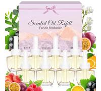 LASENTEUR Plug In Air Freshener Refills 8 Pack with Strawberry Lemon Orange Ocean and Lily Notes - Compatible with Air Wick and Glade - Fresh Home Fragrance for Bathroom Hallway and Living Room