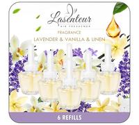 LASENTEUR Plug In Air Fresheners Refills, Compatible with Air Wick & Glade Plugin, 3 Fragrance Lavender, Linen, Vanilla Plug in Refills, 6 Packs