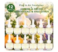 LASENTEUR Plug In Refills for Air Wick & Glade, Air Freshener Oil 12x19ml | Floral citrus home fragrance with jasmine, orchid, honeysuckle and sage &citrus for bedrooms, bathrooms, hallways and lounges