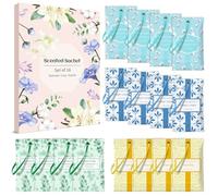 LASENTEUR Scented Sachets 16 Pack, Fresh Linen, Cotton, Vanilla & Eucalyptus Sage, Fragrance Sachets for Drawers, Wardrobes, Closets, Bedroom, Office, Car, Suitcase and Sports Bag
