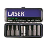 Laser Tools 0593 7Pc Hex Bit Set With 3/8" Drive Bit Adaptor