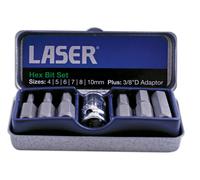Laser Tools 0593 7Pc Hex Bit Set With 3/8" Drive Bit Adaptor